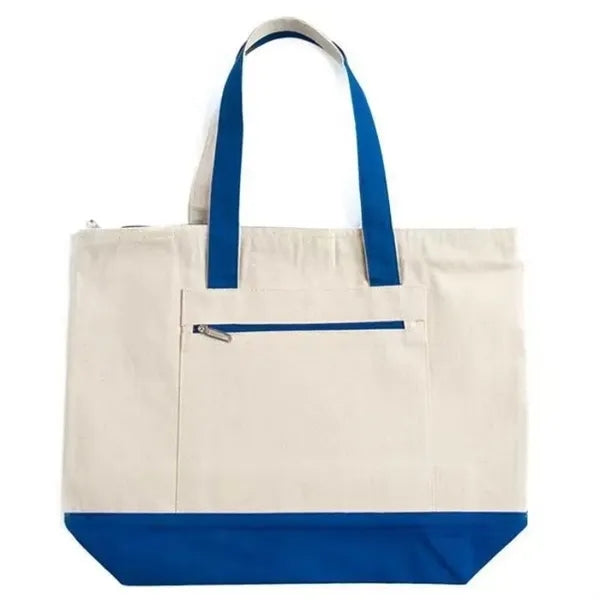 12 Oz. Cotton Canvas Zippered Boat Tote