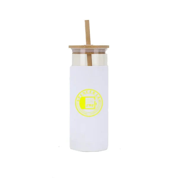 20 oz Glass Water Bottle Straw Silicone Protective Sleeve