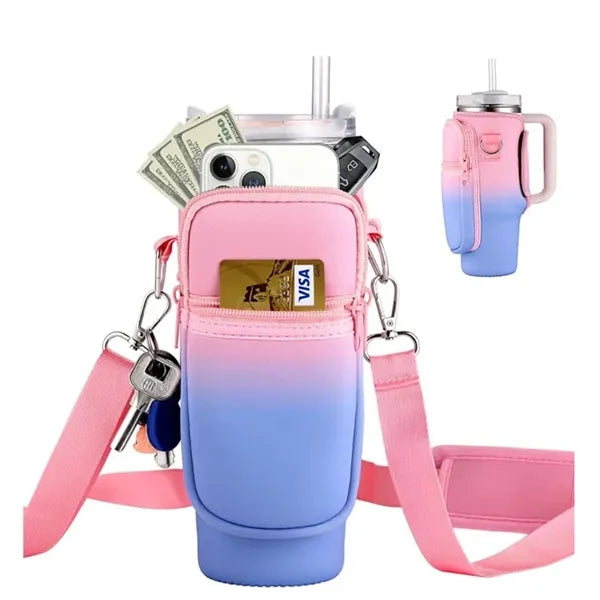 Neoprene Tumbler Cup Holder w/ Pocket