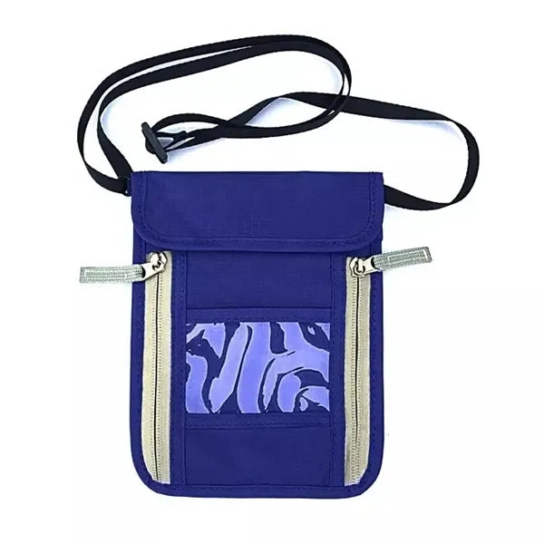 RFID Nylon Neck Travel Pouch Passport Holder