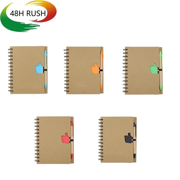 Recycled Kraft Paper Spiral Notepad & Pen Set