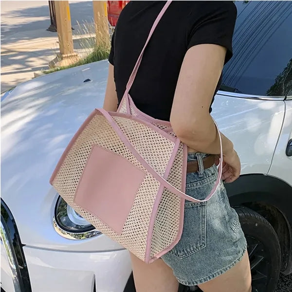 Large Straw Mesh Beach Bags