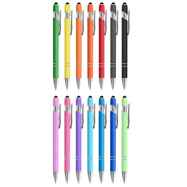 Metal Click Action Double Ring Gel Ink Stylus Bollpoint Pen