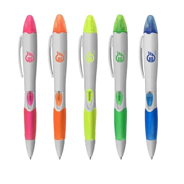 2-In-1 Two-Tipped Highlighter with Ballpoint Pen Combo