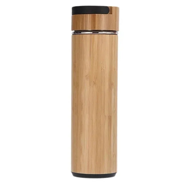 16 Oz Double Insulated Bamboo Insulation Water Bottle