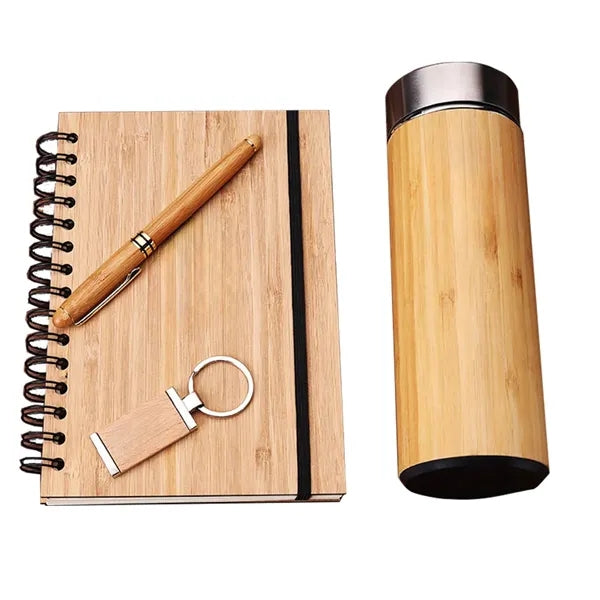 Bamboo board cover office notebook kit, gift for colleagues