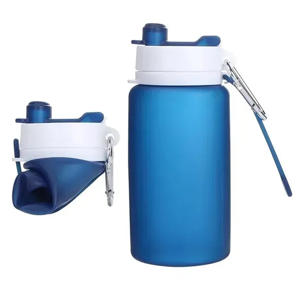 Collapsible Silicone Water Bottle with Spout and Carabiner -