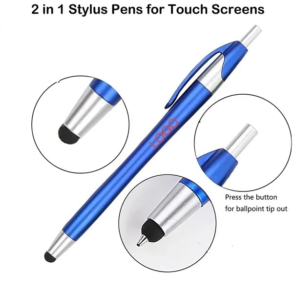Pen and Stylus Click-action Metallic Ballpoint Pen