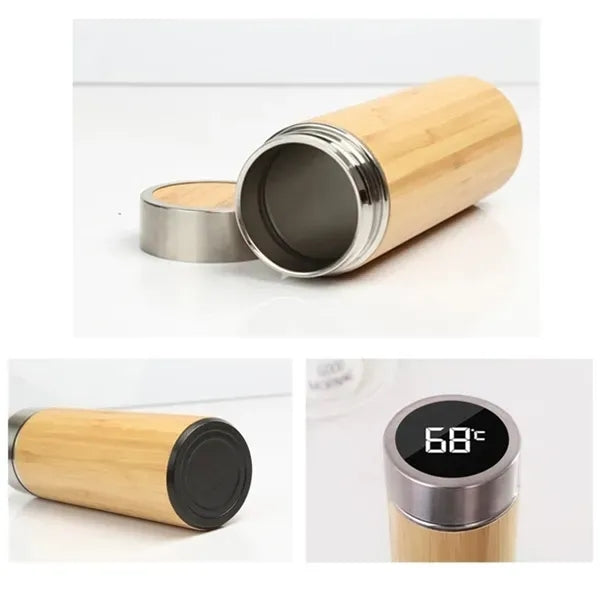 17oz Stainless Steel Bamboo Insulated Bottle