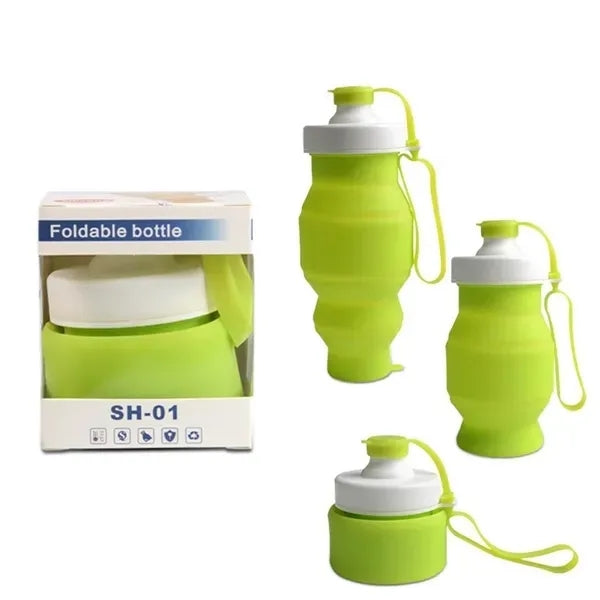 17.5oz Silicone Foldable Sports Water Bottle