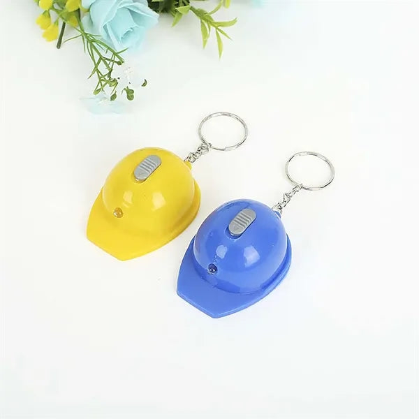Mini Helmet Flashlight Construction Keychain