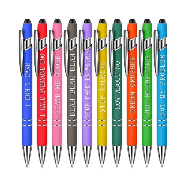 ABS Click Action Soft Touch Double Ring Stylus Ballpoint Pen