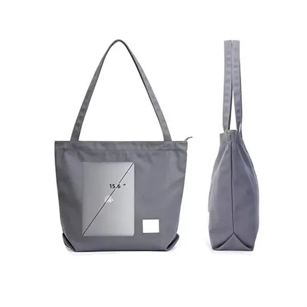 Zipper Cotton Canvas Tote Bag