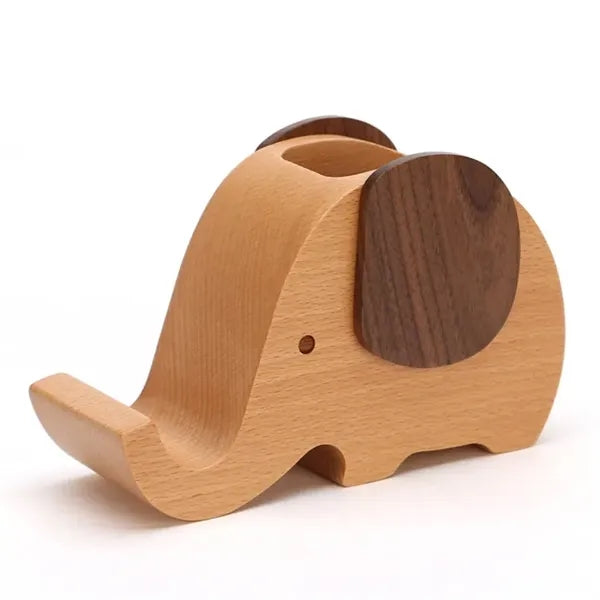 Wooden Elephant Pen Holder