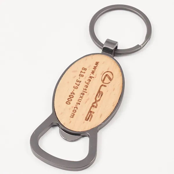 Oval Wooden Bottle Opener Keychain