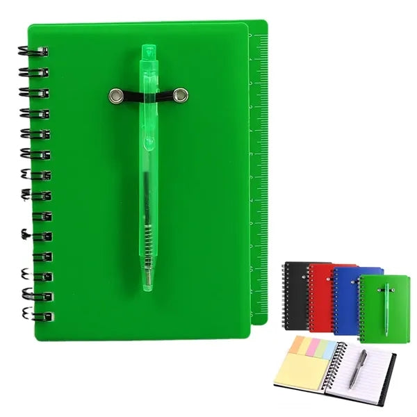 Eco Spiral A6 Notebook with Pen & Sticky Note