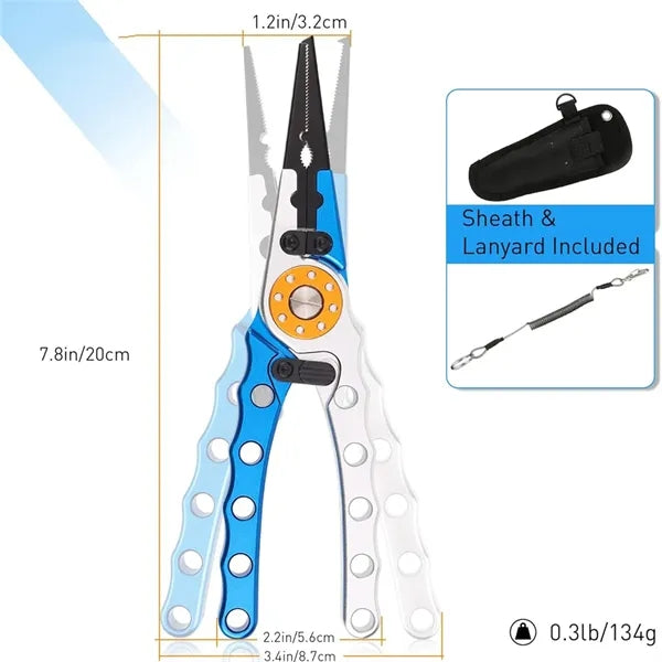 Self-Locking Fishing Pliers with Anti-Lost Spring