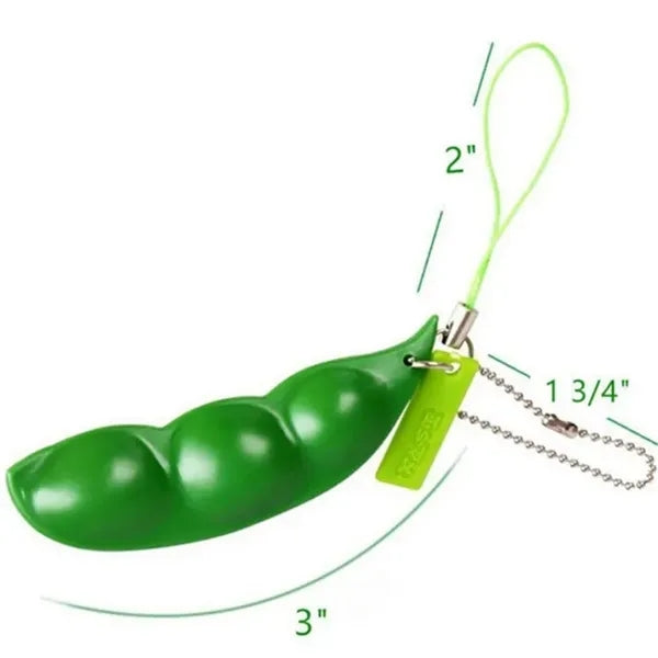 Pea-Shaped Squeeze Toy with Keychain