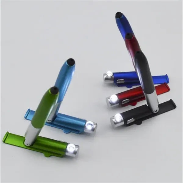 Folding LED Stylus Ballpoint Pen with Phone Stand