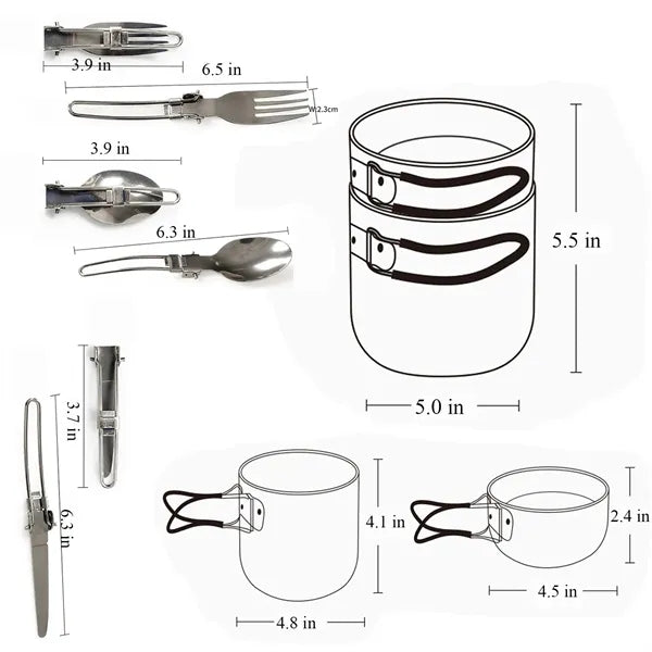 6pcs Camping Lightweight Cookware Kit