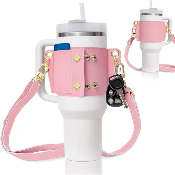 Leather Water Bottle Carrier Bag For 40/30 Oz Tumbler