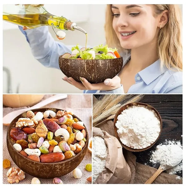 Polished Coconut Shell Salad Bowls