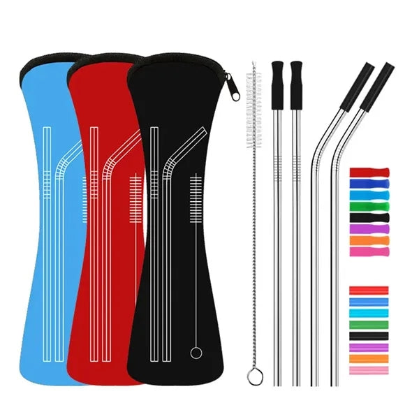 Stainless Steel Metal Straw With Travel Bag Cleaning Brush