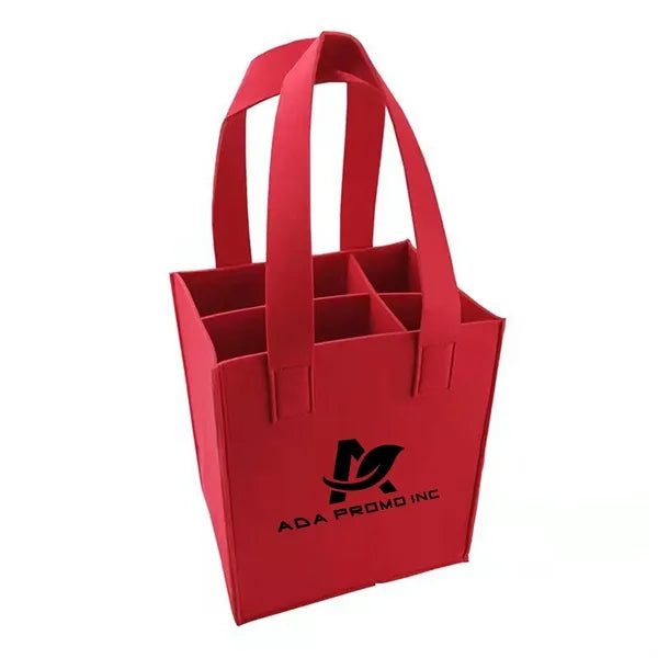 6-Pack Portable Felt Wine Bottle Tote