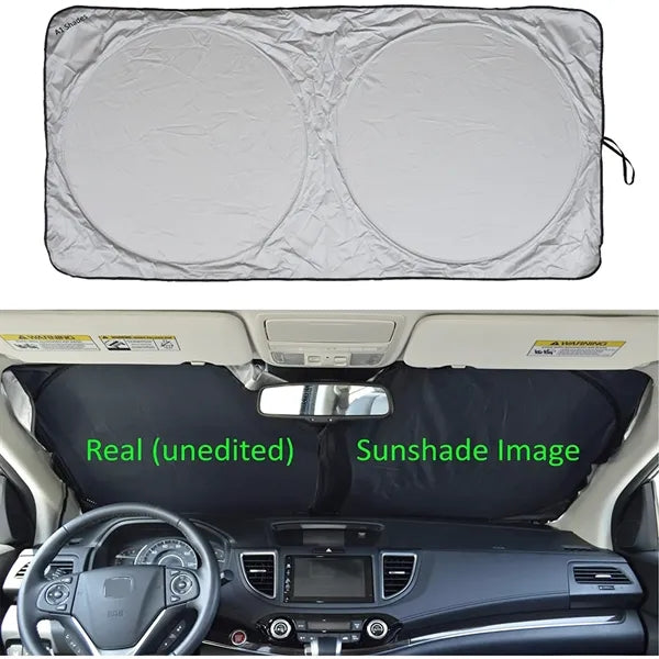 Car Windshield Sun Shade w/Storage Pouch