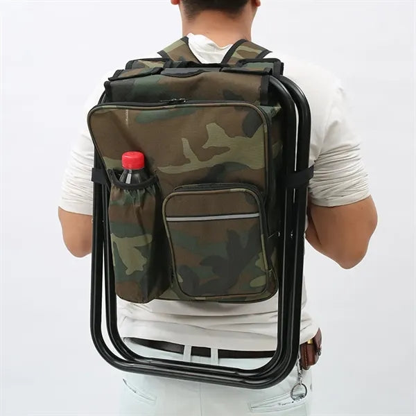 Folding Stool Backpack Insulated Cooler Bag