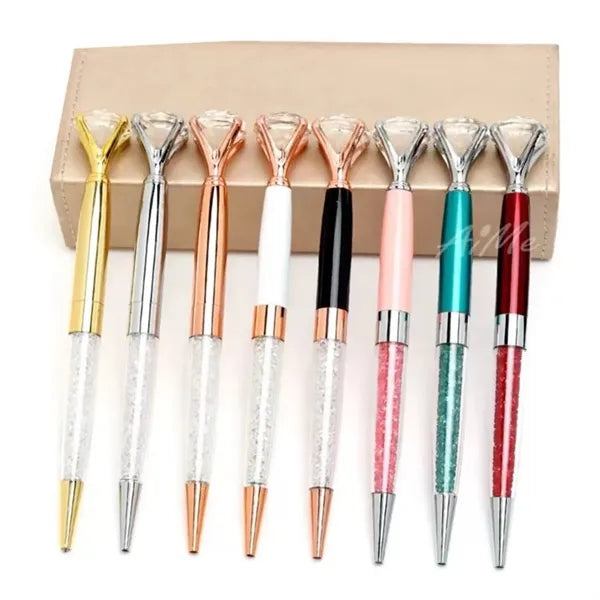 Crystal Diamond Metal Ballpoint Pen With Black Ink