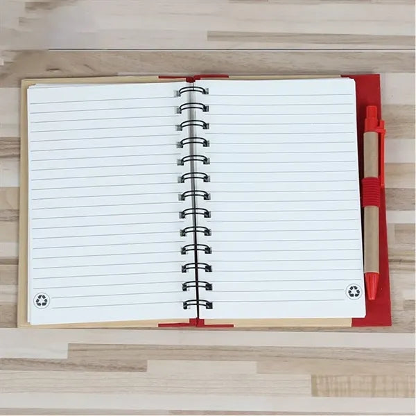 7'' Eco Friednly Spiral Hardcover Journal With Ballpoint Pen