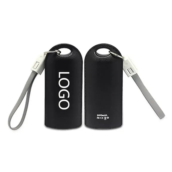 Power Bank with Leather Effect Keychain & Integrated Cable S