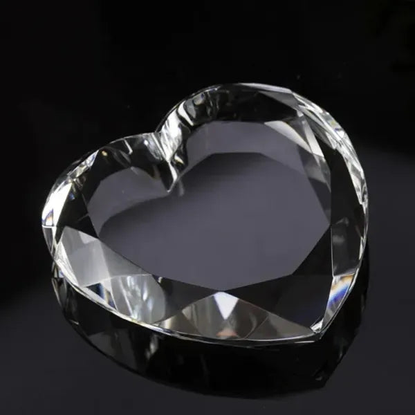 Crystal Heart Shaped Faceted Paperweight