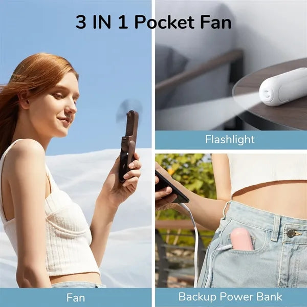 3 IN 1 Hand Fan, USB Rechargeable