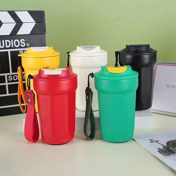 450ml Coffee Mug with Leakproof Lid and Carrying Strap