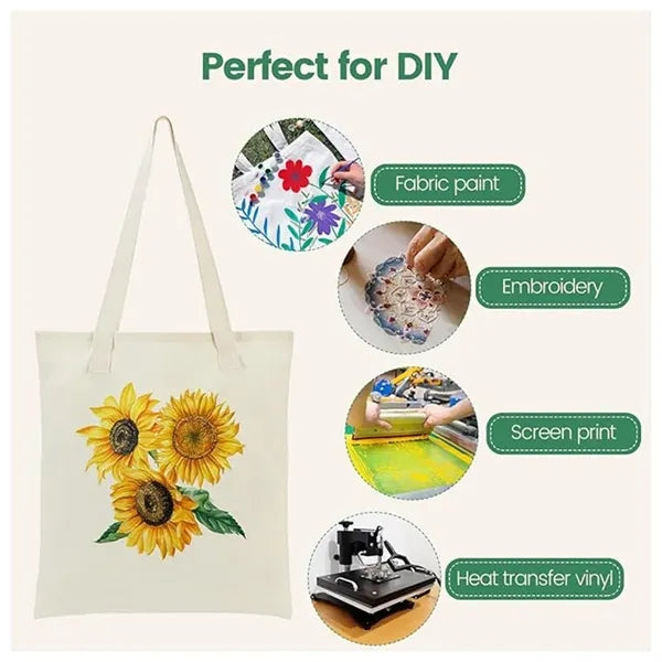 Natural Cotton Canvas Grocery Tote Bag