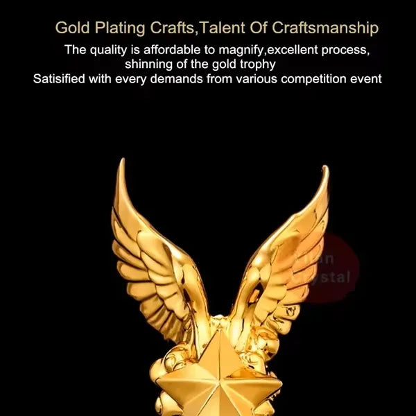 Crystal Resin Gold Plated Award Trophy For Sport Events