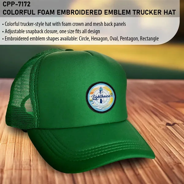 Colorful Foam Embroidered Emblem Trucker Hat