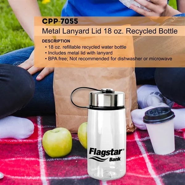 Metal Lanyard Lid 18 oz. Recycled Bottle