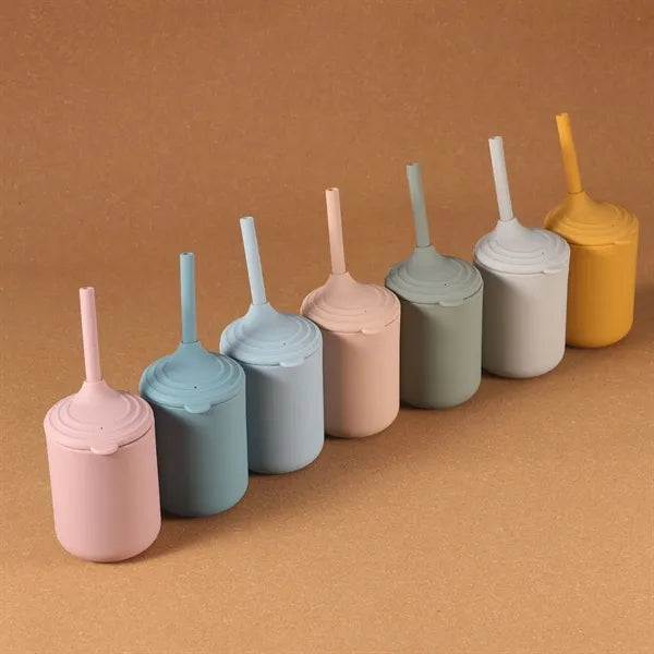 Silicone Baby Sippy Cup with No-Pull-Out Straw