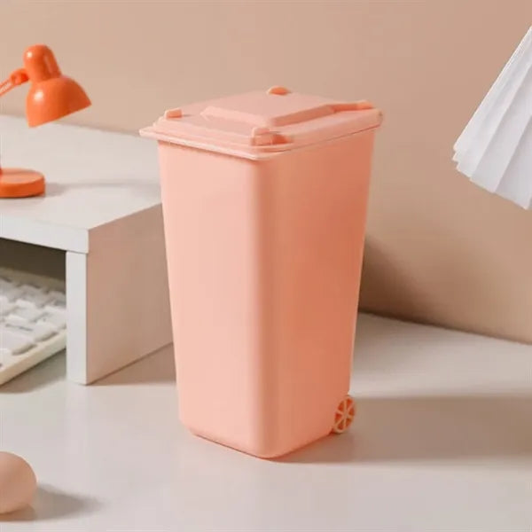 Curbside Trash Bin Pencil Holder with Lid Desktop Organizer