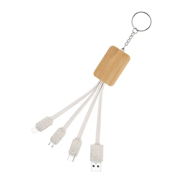Eco-Friendly Wheat Straw Bamboo 3 in 1 USB Charging Cables