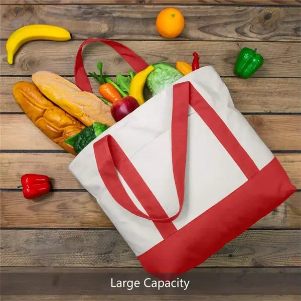 Cotton Canvas Boat Tote Bags Front Pocket