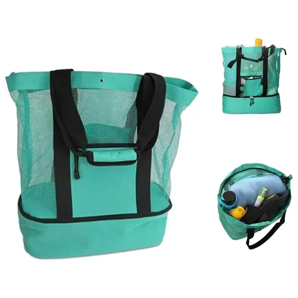 2 In 1 Beach Mesh Cooler Tote Bag
