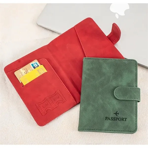 RFID Leather Passport Wallet Holder