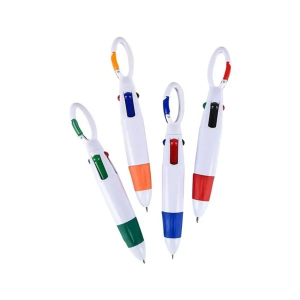Plastic Carabiner 4-in-1 Retractable Ballpoint Pens