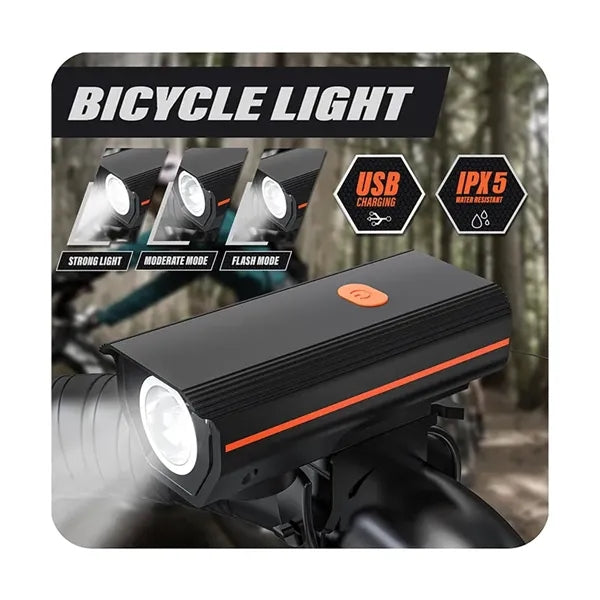 2-in-1 Bright LED Rechargable Bike Bicycle Headlight w/Horn