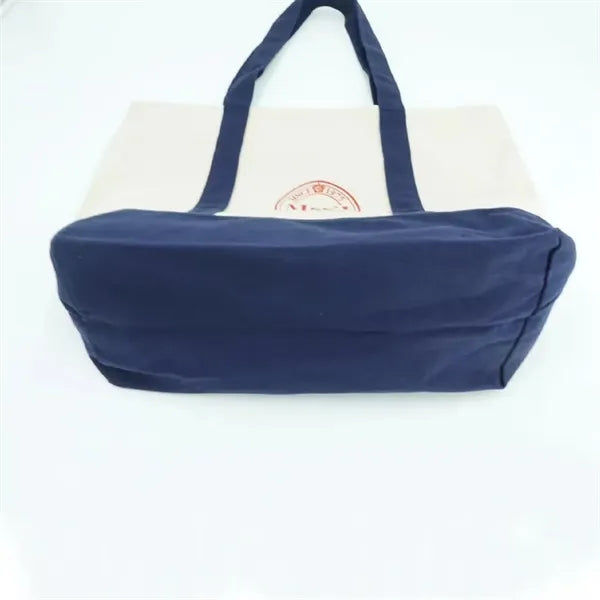 Stylish Canvas Tote Bag with an External Pocket