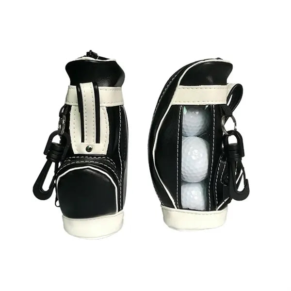 Portable Vegan Leather Golf Zipper Bag Set With Three Balls